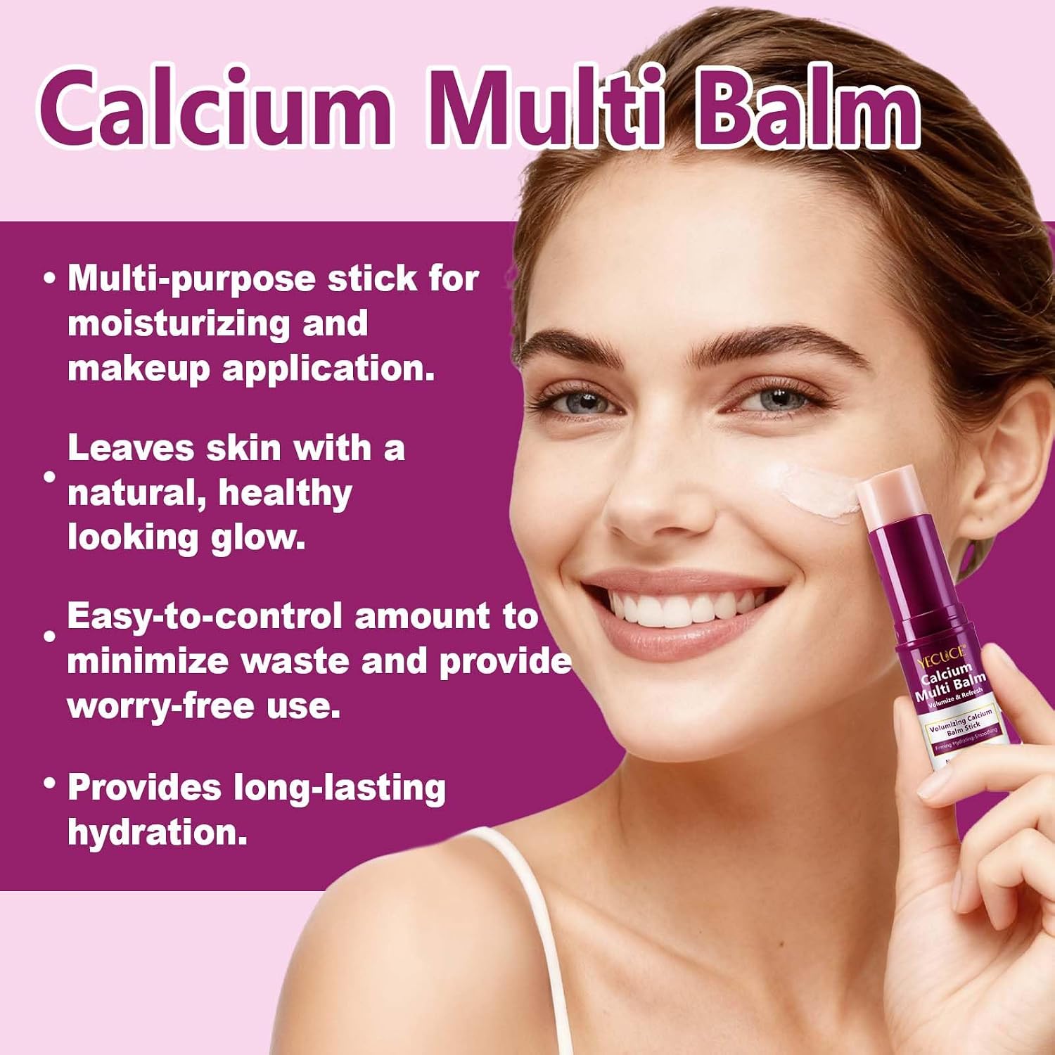 Calcium Smooth Volume Multi Balm, Calcium anti Aging Multi Balm Stick, Collagen Moisturing Wrinkle Core Stick Anti-Aging, Hydrating, Lifting Cream, Skincare for Eyes, Face & Neck (1)