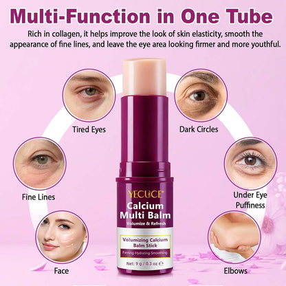 Calcium Smooth Volume Multi Balm, Calcium anti Aging Multi Balm Stick, Collagen Moisturing Wrinkle Core Stick Anti-Aging, Hydrating, Lifting Cream, Skincare for Eyes, Face & Neck (1)